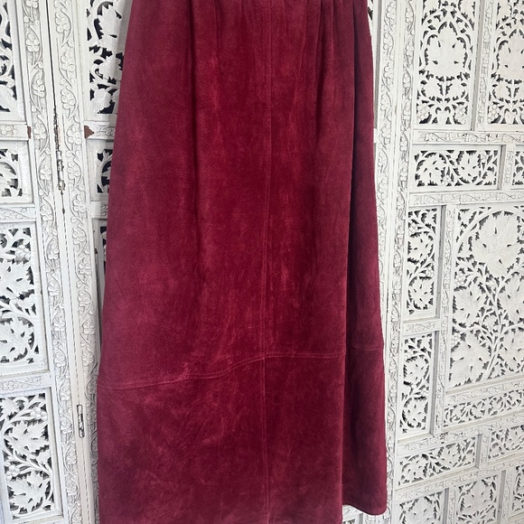 Vintage Deadstock Terry Lewis Red Suede Prairie Cottage Maxi Skirt Sz Small - Picture 5 of 6